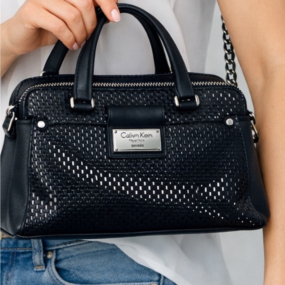 Calvin Klein Black Textured Satchel